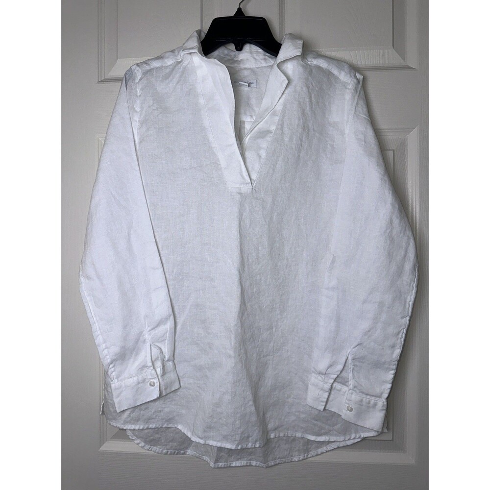 CHARTER CLUB Linen Shirt Womens M White